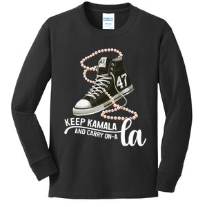 Keep Kamala And Carry Onala Kamala Harris President 2024 Kids Long Sleeve Shirt