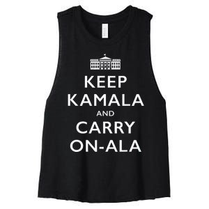 Keep Kamala And Carry On Ala Funny Parody Political Poster Women's Racerback Cropped Tank