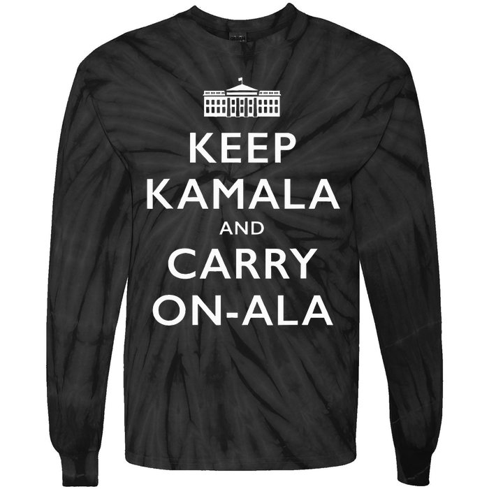 Keep Kamala And Carry On Ala Funny Parody Political Poster Tie-Dye Long Sleeve Shirt