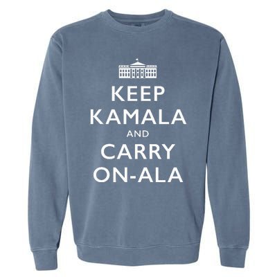 Keep Kamala And Carry On Ala Funny Parody Political Poster Garment-Dyed Sweatshirt