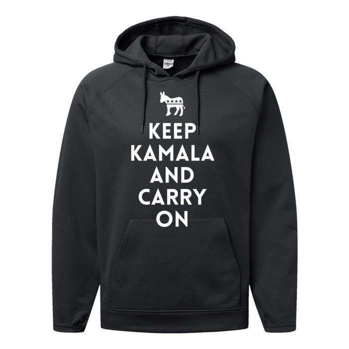 Keep Kamala And Carry On Performance Fleece Hoodie