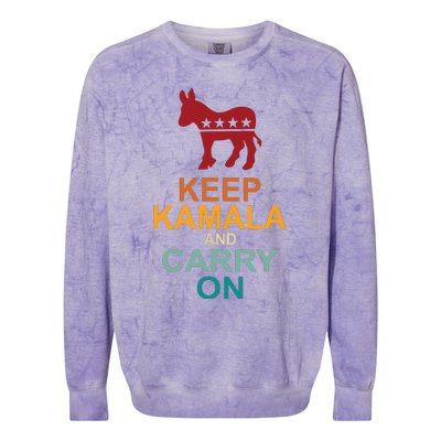 Keep Kamala And Carry On Vintage Design Colorblast Crewneck Sweatshirt