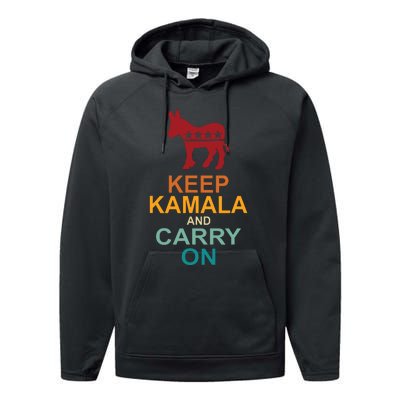 Keep Kamala And Carry On Vintage Design Performance Fleece Hoodie