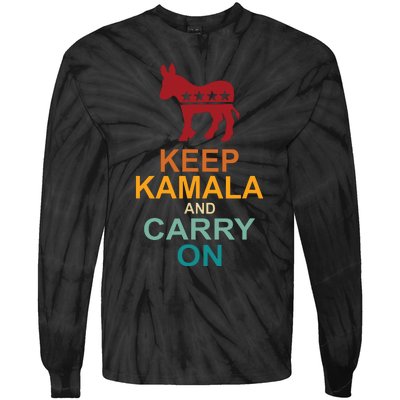 Keep Kamala And Carry On Vintage Design Tie-Dye Long Sleeve Shirt