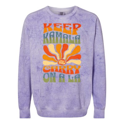 Keep Kamala And Carry On A La Colorblast Crewneck Sweatshirt