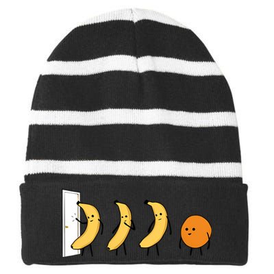 Knock Knock Banana Striped Beanie with Solid Band