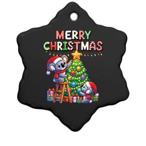 Koalalala Koala Bear Decorating Christmas Tree Santa Hat Gift Ceramic Star Ornament