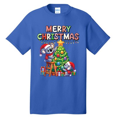 Koalalala Koala Bear Decorating Christmas Tree Santa Hat Gift Tall T-Shirt