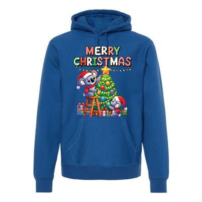 Koalalala Koala Bear Decorating Christmas Tree Santa Hat Gift Premium Hoodie