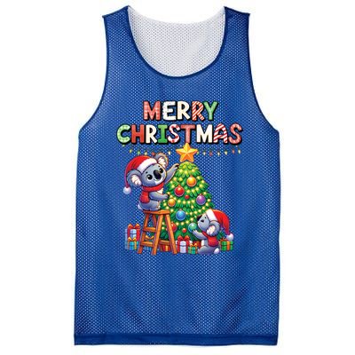 Koalalala Koala Bear Decorating Christmas Tree Santa Hat Gift Mesh Reversible Basketball Jersey Tank