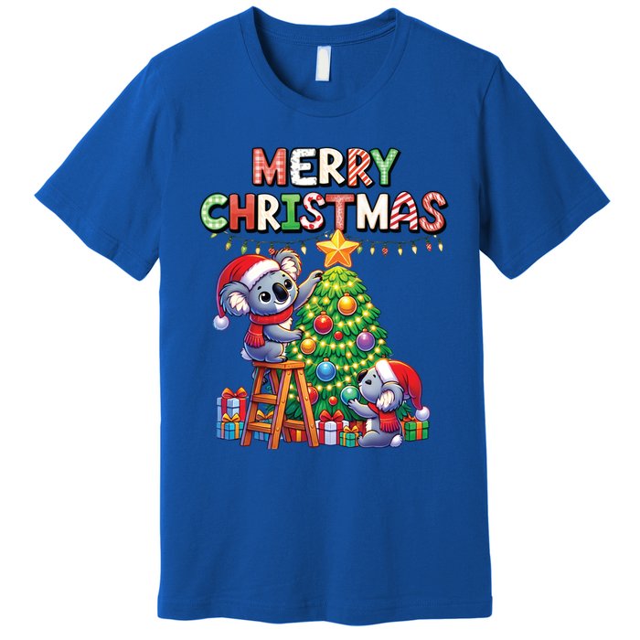 Koalalala Koala Bear Decorating Christmas Tree Santa Hat Gift Premium T-Shirt