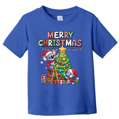 Koalalala Koala Bear Decorating Christmas Tree Santa Hat Gift Toddler T-Shirt