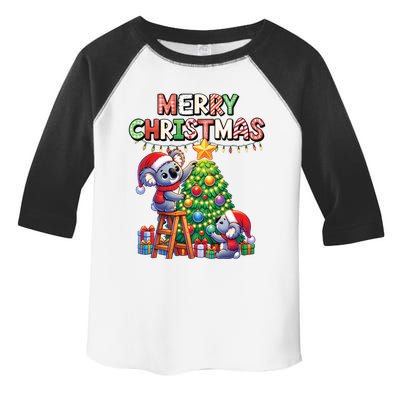 Koalalala Koala Bear Decorating Christmas Tree Santa Hat Gift Toddler Fine Jersey T-Shirt