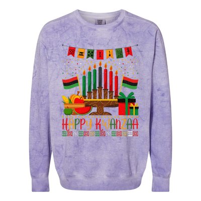 Kwanzaa Kinara Candles Kwanzaa Principles Happy Kwanzaa Colorblast Crewneck Sweatshirt