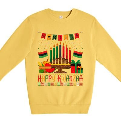 Kwanzaa Kinara Candles Kwanzaa Principles Happy Kwanzaa Premium Crewneck Sweatshirt