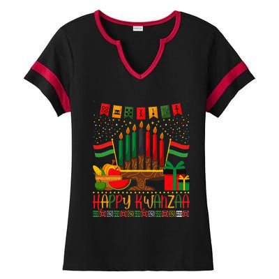 Kwanzaa Kinara Candles Kwanzaa Principles Happy Kwanzaa Ladies Halftime Notch Neck Tee