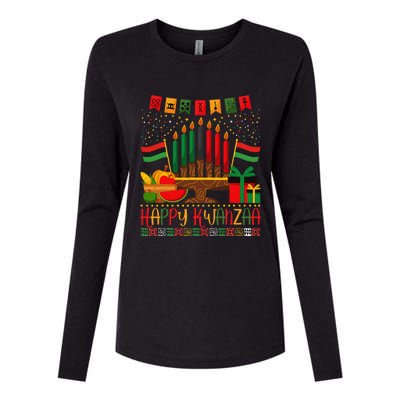 Kwanzaa Kinara Candles Kwanzaa Principles Happy Kwanzaa Womens Cotton Relaxed Long Sleeve T-Shirt