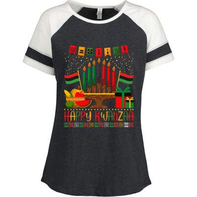 Kwanzaa Kinara Candles Kwanzaa Principles Happy Kwanzaa Enza Ladies Jersey Colorblock Tee