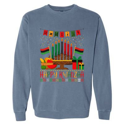 Kwanzaa Kinara Candles Kwanzaa Principles Happy Kwanzaa Garment-Dyed Sweatshirt