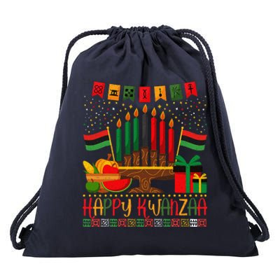 Kwanzaa Kinara Candles Kwanzaa Principles Happy Kwanzaa Drawstring Bag