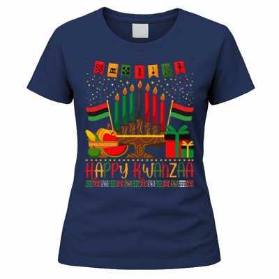 Kwanzaa Kinara Candles Kwanzaa Principles Happy Kwanzaa Women's T-Shirt