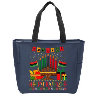 Kwanzaa Kinara Candles Kwanzaa Principles Happy Kwanzaa Zip Tote Bag