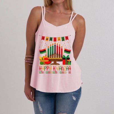 Kwanzaa Kinara Candles Kwanzaa Principles Happy Kwanzaa Women's Strappy Tank