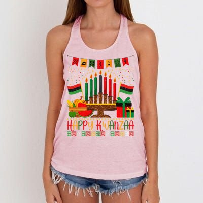 Kwanzaa Kinara Candles Kwanzaa Principles Happy Kwanzaa Women's Knotted Racerback Tank