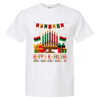 Kwanzaa Kinara Candles Kwanzaa Principles Happy Kwanzaa Garment-Dyed Heavyweight T-Shirt