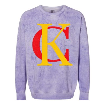 Kc Kansas City Red Yellow & Black Kc Classic Kc Initials Colorblast Crewneck Sweatshirt