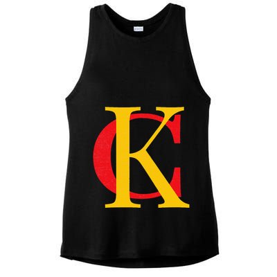 Kc Kansas City Red Yellow & Black Kc Classic Kc Initials Ladies PosiCharge Tri-Blend Wicking Tank