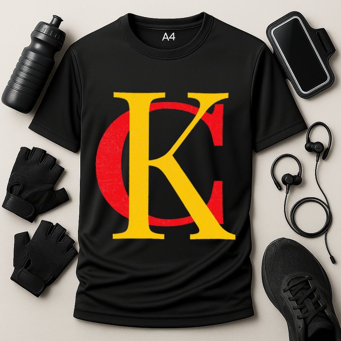 Kc Kansas City Red Yellow & Black Kc Classic Kc Initials Cooling Performance Crew T-Shirt