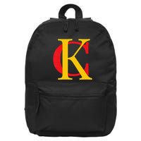 Kc Kansas City Red Yellow & Black Kc Classic Kc Initials 16 in Basic Backpack