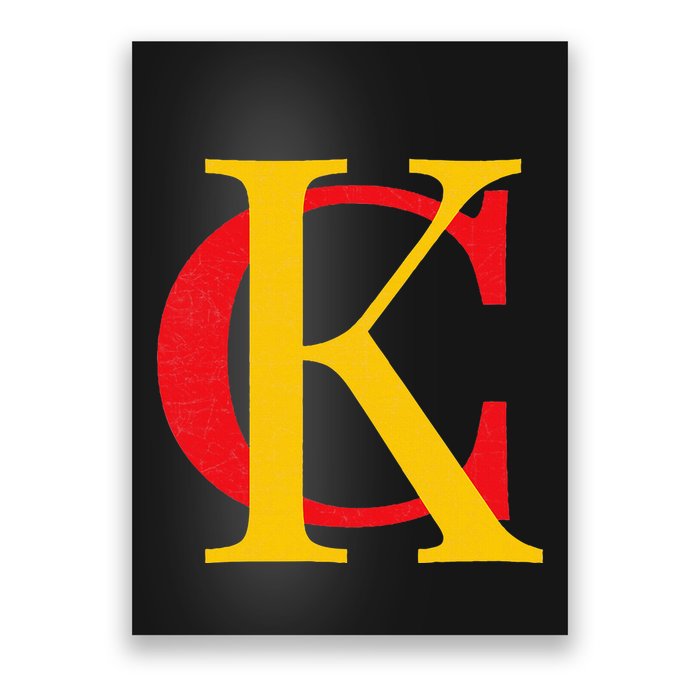 Kc Kansas City Red Yellow & Black Kc Classic Kc Initials Poster