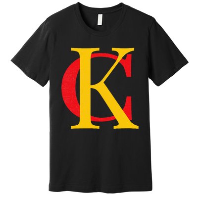 Kc Kansas City Red Yellow & Black Kc Classic Kc Initials Premium T-Shirt