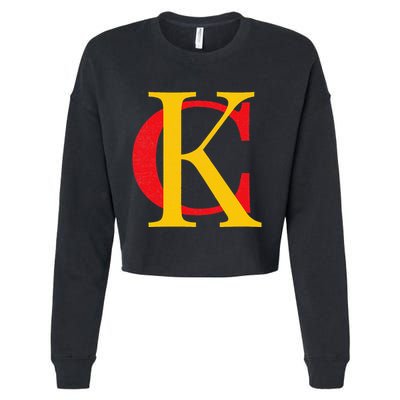 Kc Kansas City Red Yellow & Black Kc Classic Kc Initials Cropped Pullover Crew