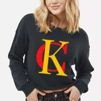 Kc Kansas City Red Yellow & Black Kc Classic Kc Initials Cropped Pullover Crew