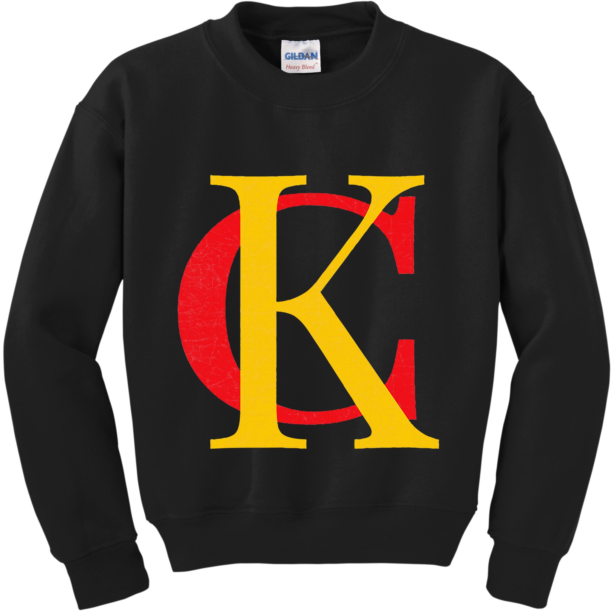 Kc Kansas City Red Yellow & Black Kc Classic Kc Initials Kids Sweatshirt