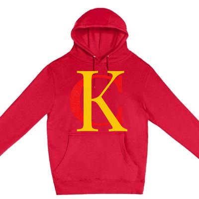 Kc Kansas City Red Yellow & Black Kc Classic Kc Initials Premium Pullover Hoodie