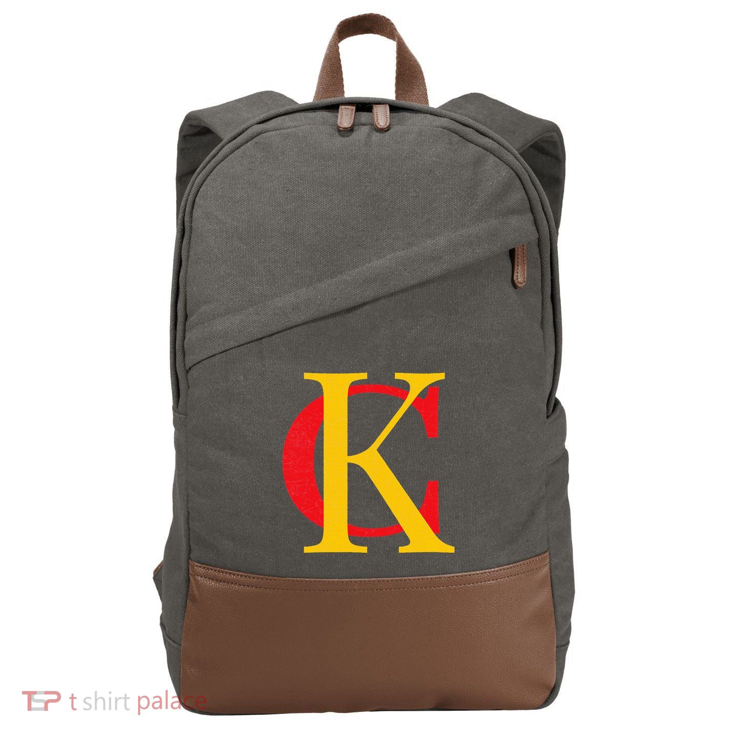 Kc Kansas City Red Yellow & Black Kc Classic Kc Initials Cotton Canvas Backpack