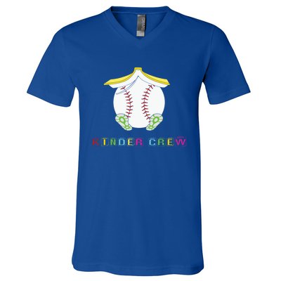 Kindergarten Kinder Crew Baseball First Day Kindergarten Gift V-Neck T-Shirt