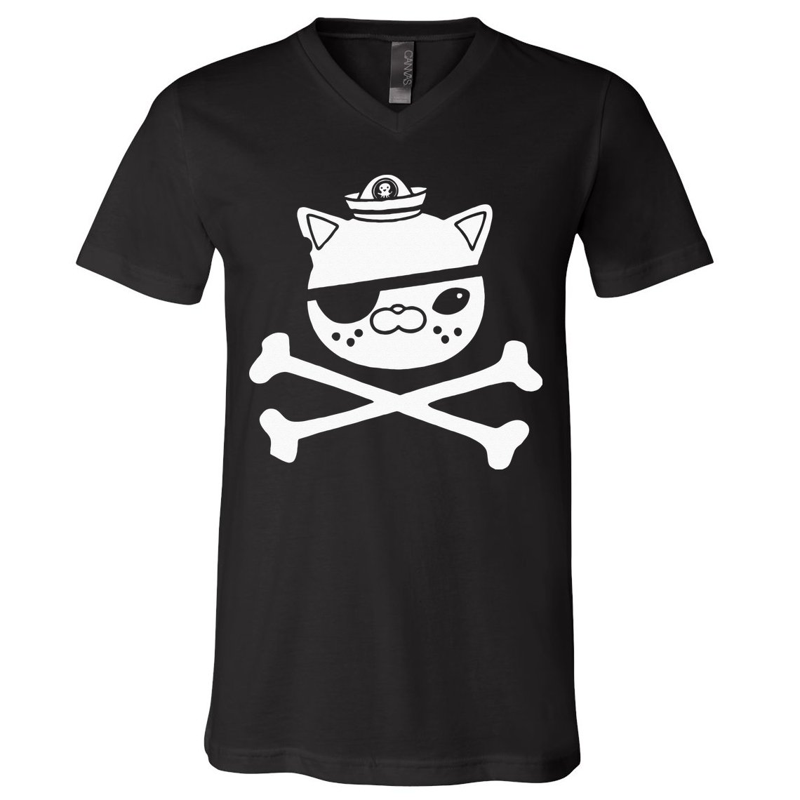 Kids Kwazii Cute Funny Pirate Cat Kids V-Neck T-Shirt