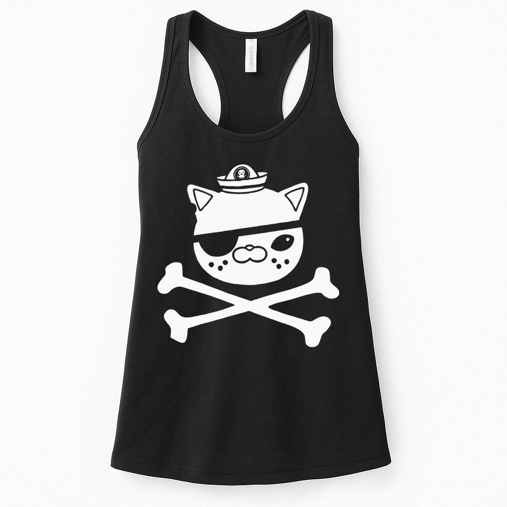Kids Kwazii Cute Funny Pirate Cat Kids Womens Tank Top