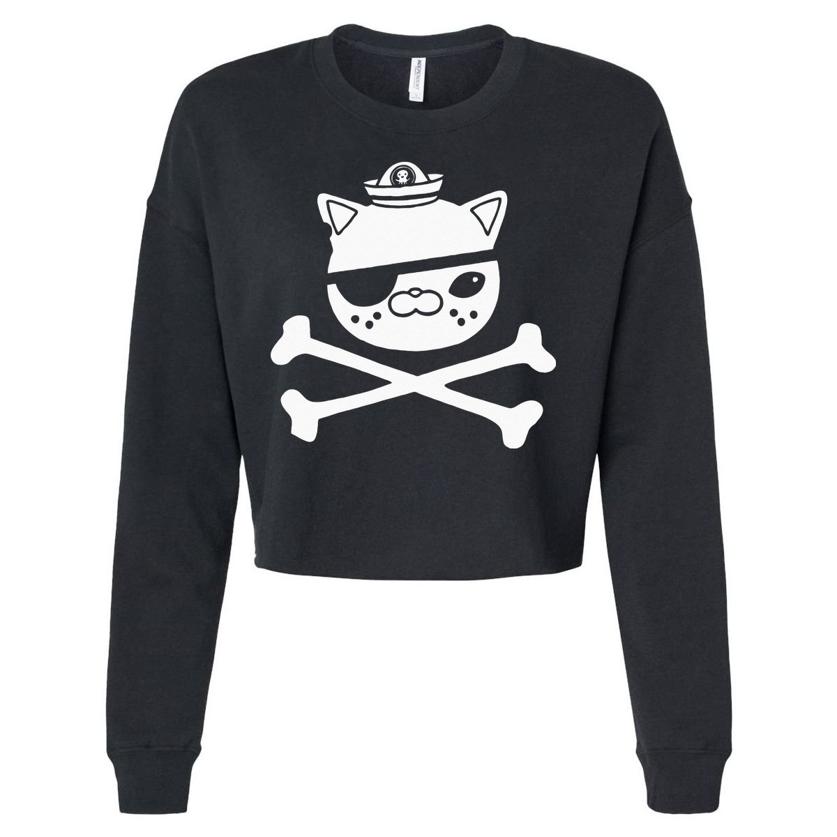 Kids Kwazii Cute Funny Pirate Cat Kids Cropped Pullover Crew