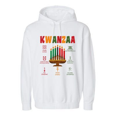 Kwanzaa Kinara Candles Seven Principles African Kwanzaa Garment-Dyed Fleece Hoodie