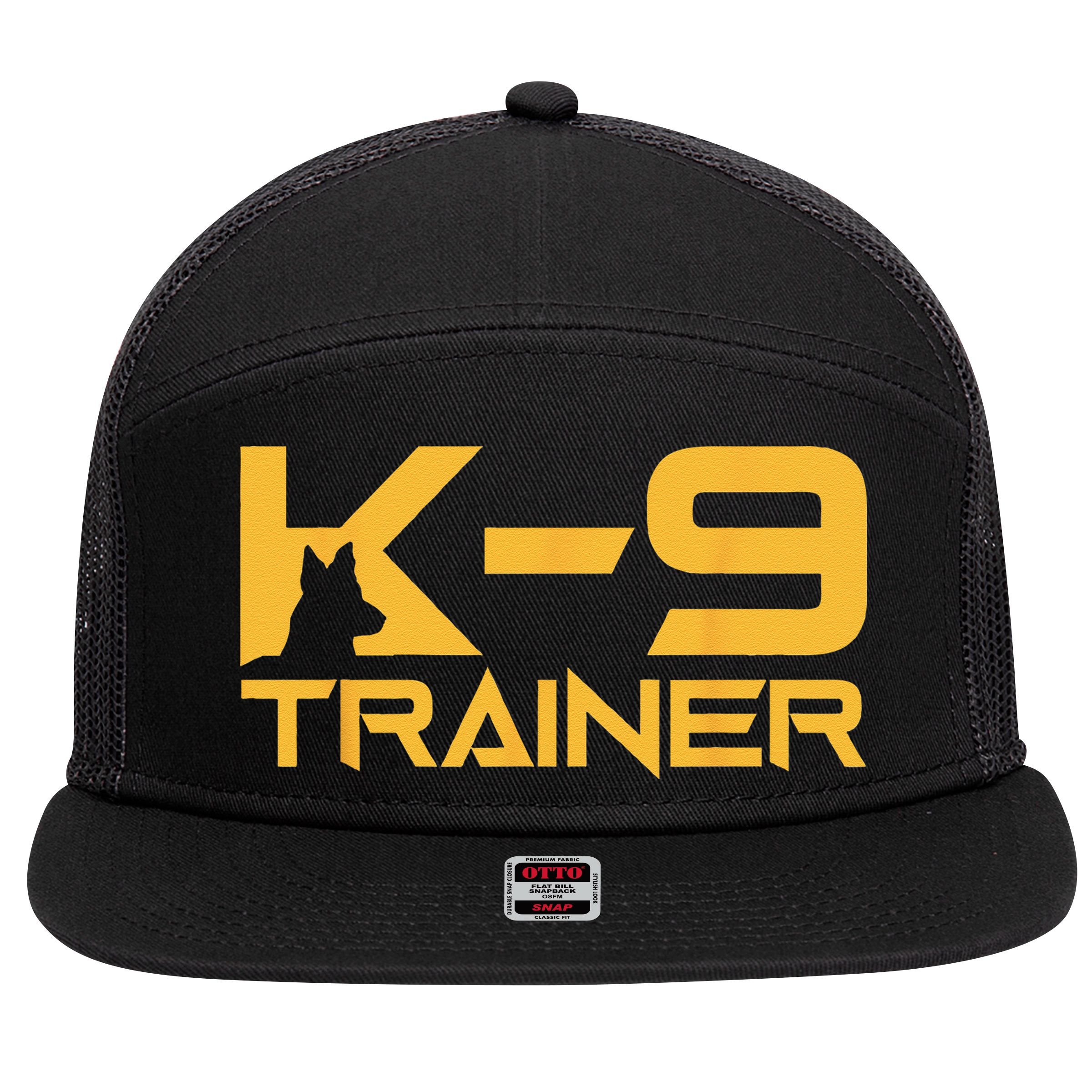K9 K9 Dog Handler Trainer Police Security Halloween 7 Panel Mesh Trucker Snapback Hat