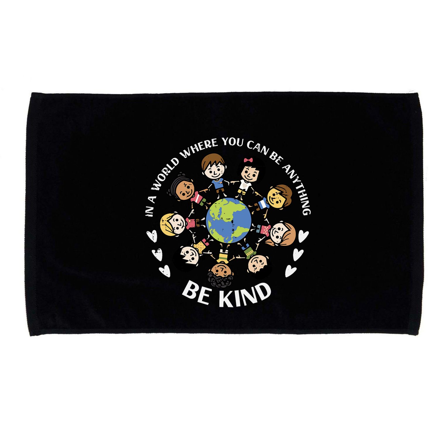 Kind Kids Earth Anti Bullying Unity Day Orange Boy Girl Microfiber Hand Towel