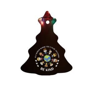 Kind Kids Earth Anti Bullying Unity Day Orange Boy Girl Ceramic Tree Ornament