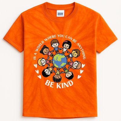 Kind Kids Earth Anti Bullying Unity Day Orange Boy Girl Kids Tie-Dye T-Shirt