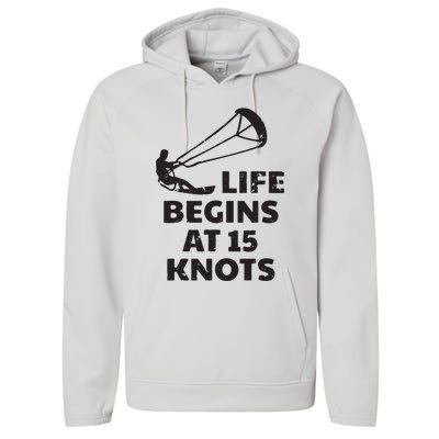 Kiteboarding Kitesurfing Funny 15 Knots Joke Kiteboarder Performance Fleece Hoodie